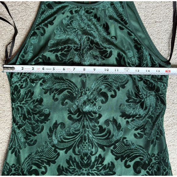 B Darlin Emerald Green Burnout Velvet Damask Sleeveless Cocktail Mini Dress - Picture 14 of 15